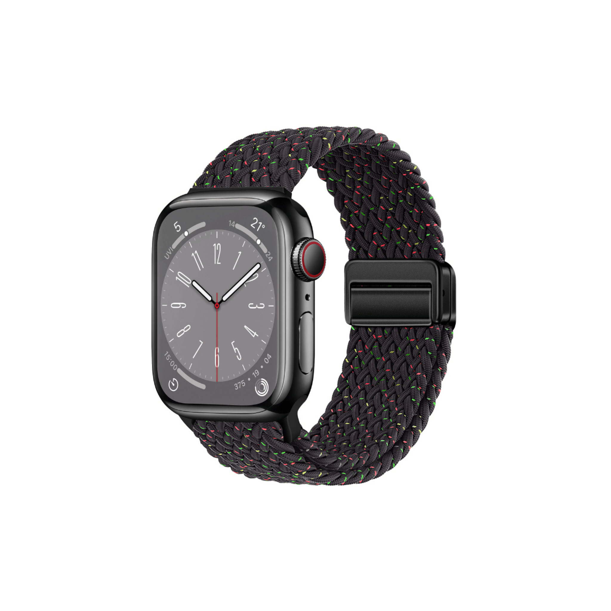 Casual Loop Armband in Schwarzer Eleganz – geflochtenes Textilband mit Magnetverschluss für Apple Watch
